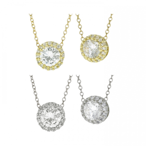 Cubic Zirconia Floating Necklace with CZ Halo