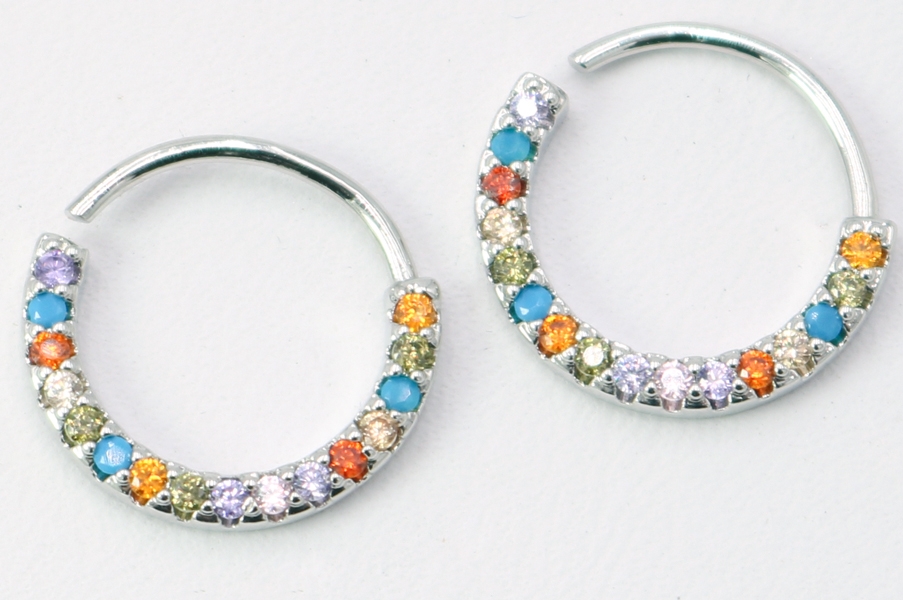 14mm Rainbow CZ Mini Hoop