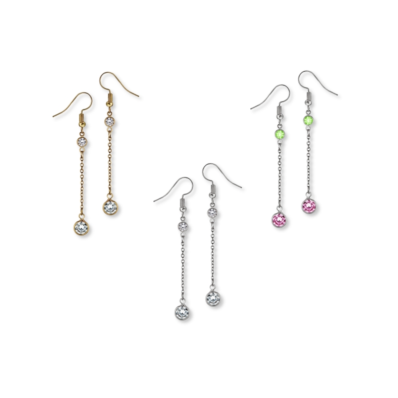 Linear Earrings with Cubic Zirconia Stones