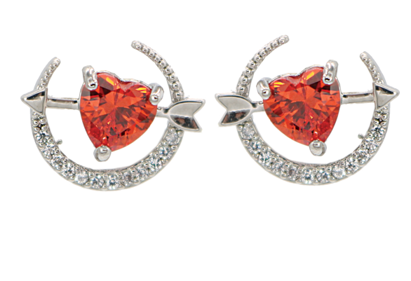 Cupid's Arrow Cubic Zirconia Post Heart Earring