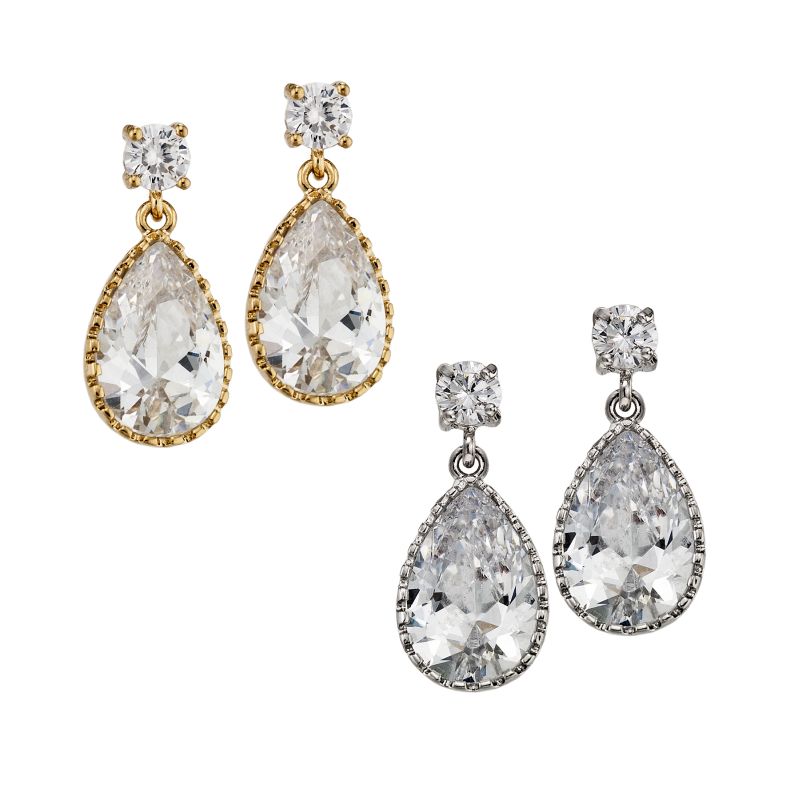 14x10mm Cubic Zirconia Tear Drop Earring