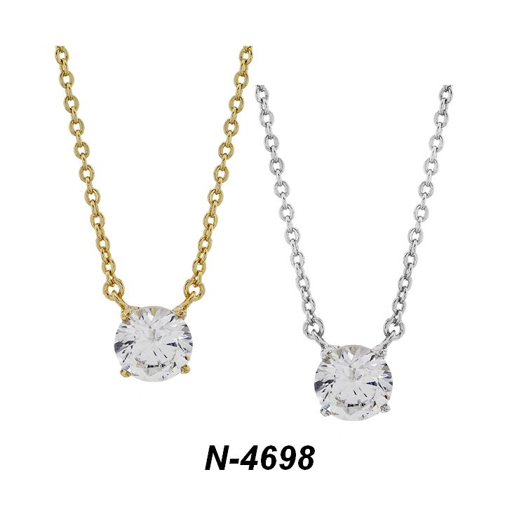 9mm Round CZ Brass Casted Setting Adjustable Cable Chain Necklace