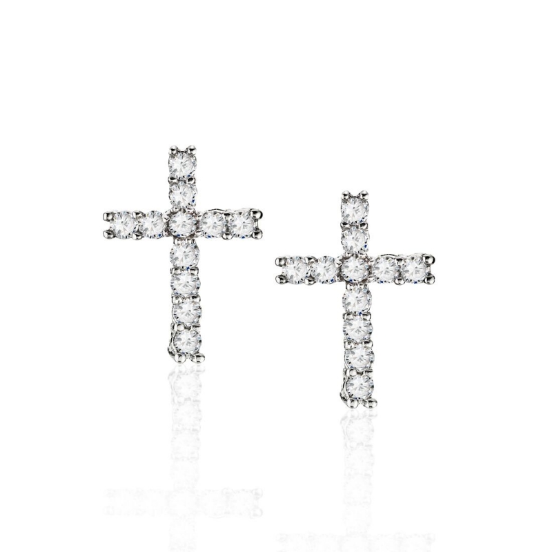 All CZ Straight Line Cross Post Earrings