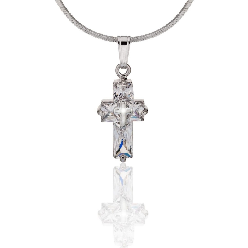 Cross in Cross CZ Necklace