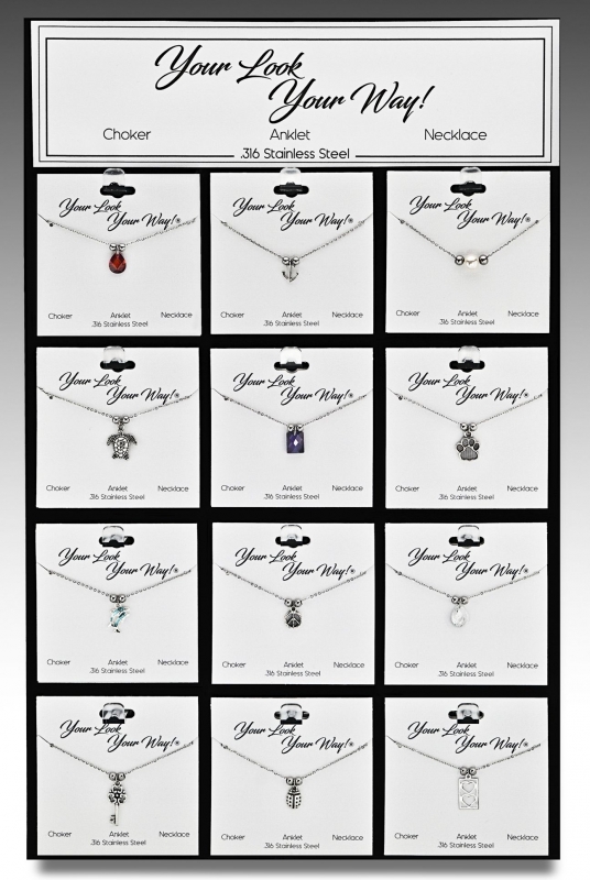 36 pc Stainless Steel Chain with Assorted Drops Display