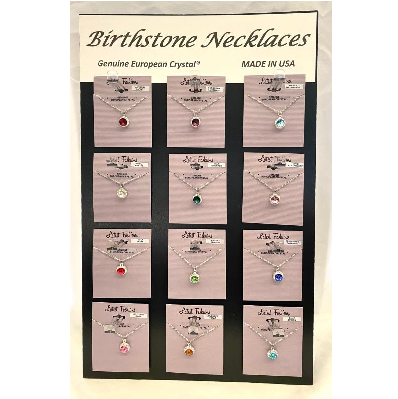 11mm Genuine European Crystal Birthstone Rondelle Necklace Display