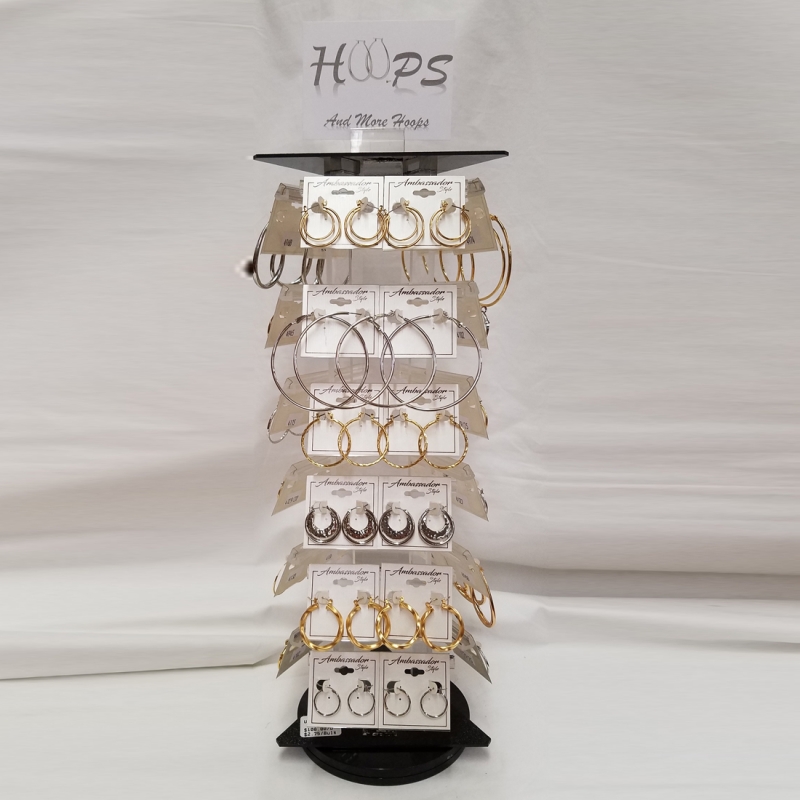 36 pc Assorted Hoop Earring Spinner Display