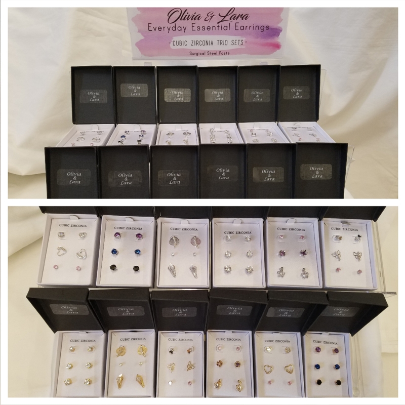 Boxed Trio Cubic Zirconia Post Earring Set Display