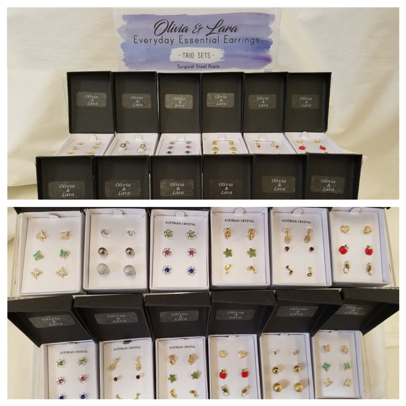 Boxed Trio Themed Post Earring Set Display