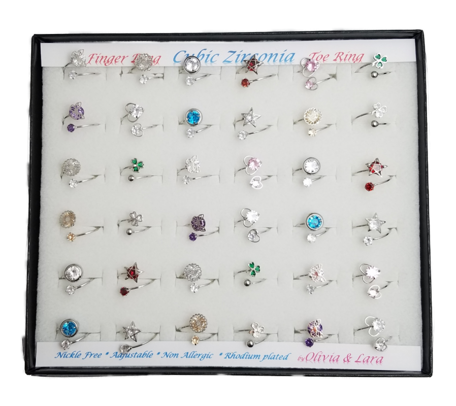 Cubic Zirconia Finger and Toe Ring Display