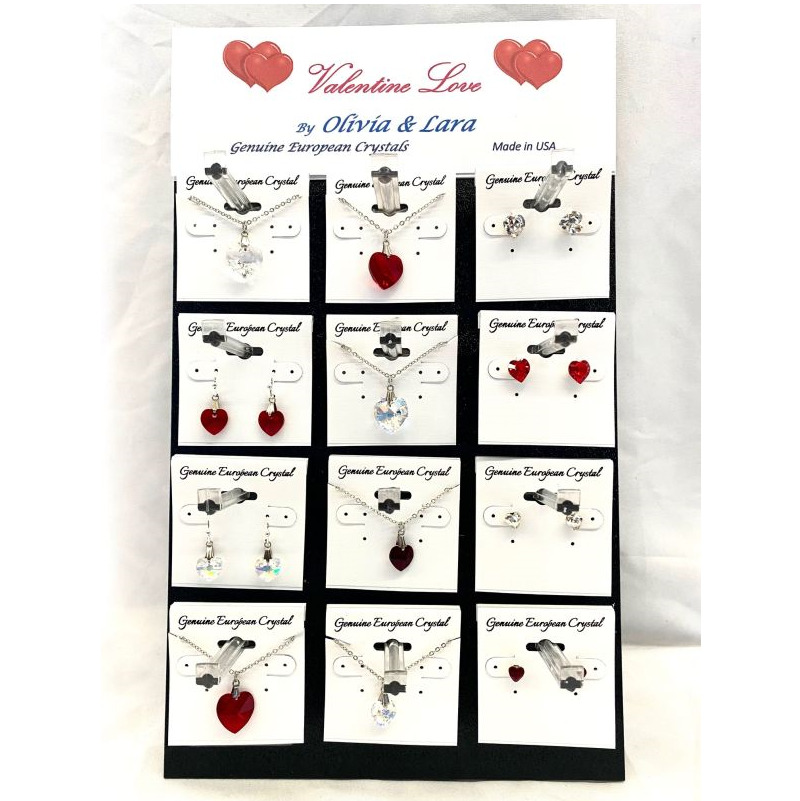 36 pc Valentine's Day Earring and Necklace Display