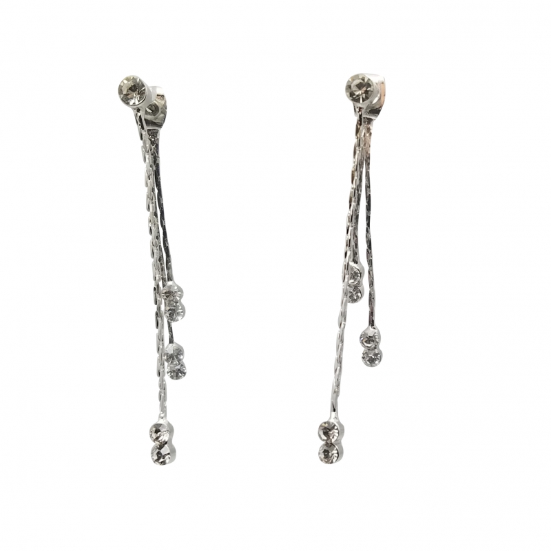 Chain and Crystal Raindrops Dangle Earrings
