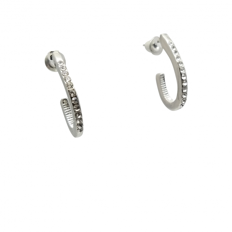 Oval Pave Post Hoop Earring