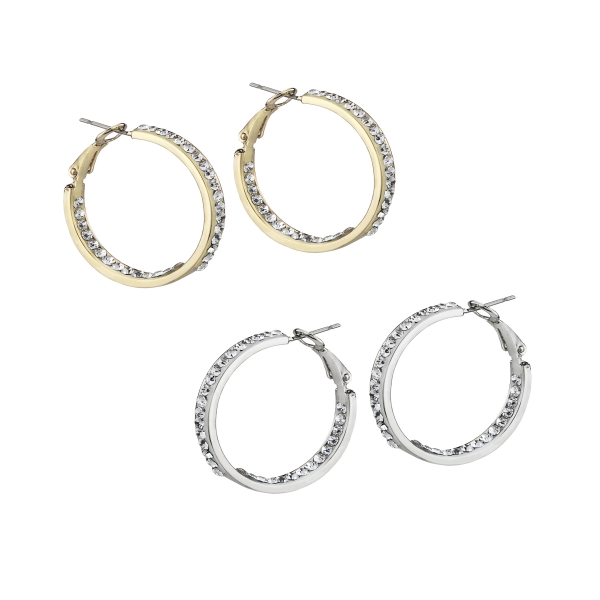 European Crystal In and Out Hoop 1.125 Inch