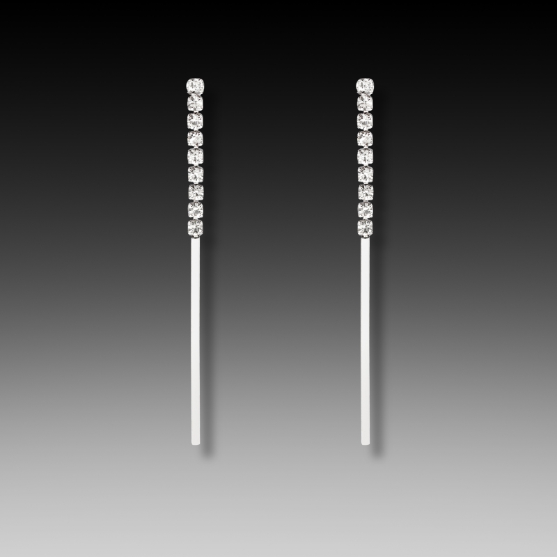 Crystal and Polished Bar Linear Earring