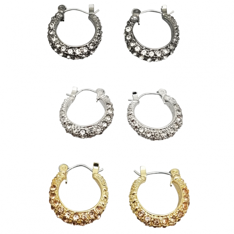 All Pave Crystal Joint and Catch Hoops
