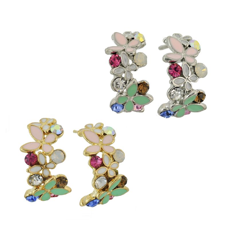 Multi Color Butterfly Hoop with Crystal Accents