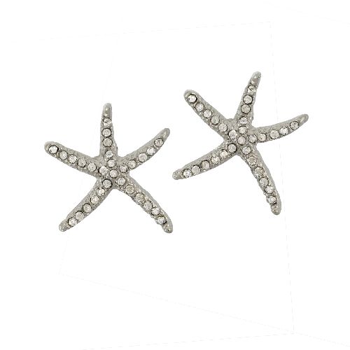 Large Paved Starfish Post Earrings