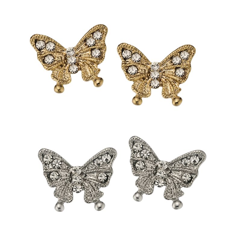 Butterfly Post Earrings with Crystal Accents