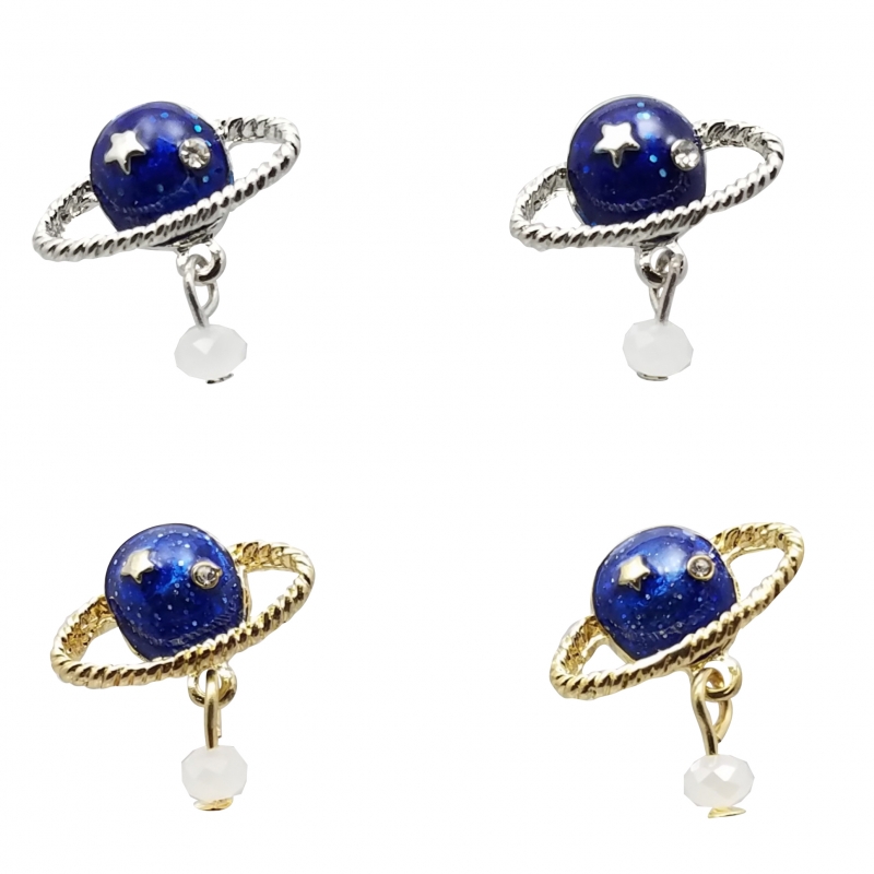 Crystal Accented Epoxy Saturn Post Earrings