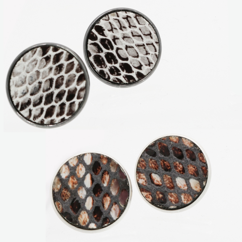 Snake Skin Button Post Earrings