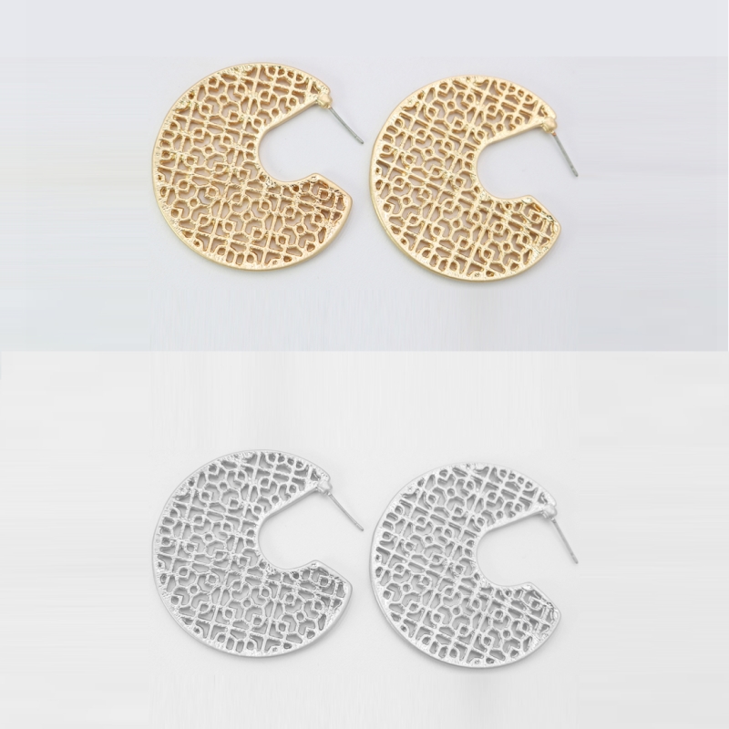 1.75 Inch Lattice Post Hoop Earrings