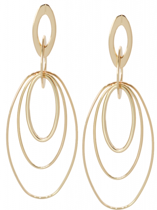 Multi Ring Dangle Motion Earrings Gold Finish